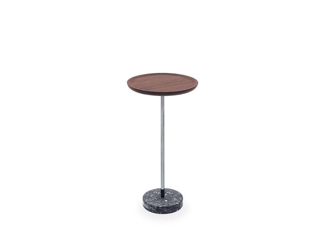 Contralto Coffee & Side Table In Burnt Oak/Titanium/Terrazzo Stone (Quick Ship)
