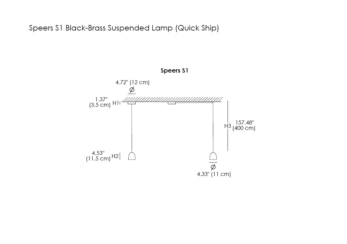 Speers S1 Black-Brass Suspended Lamp (Quick Ship)