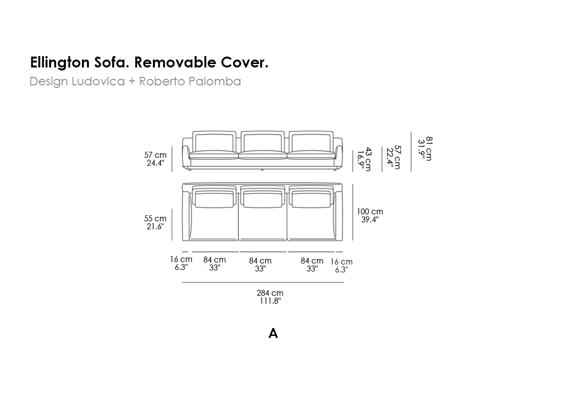 Ellington Sofa. Removable Cover.