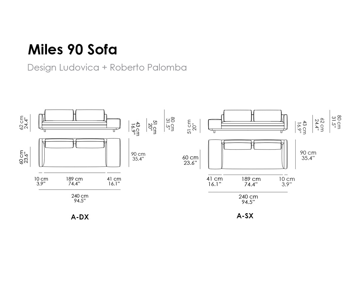 Miles 90 Sofa. Removable Cover