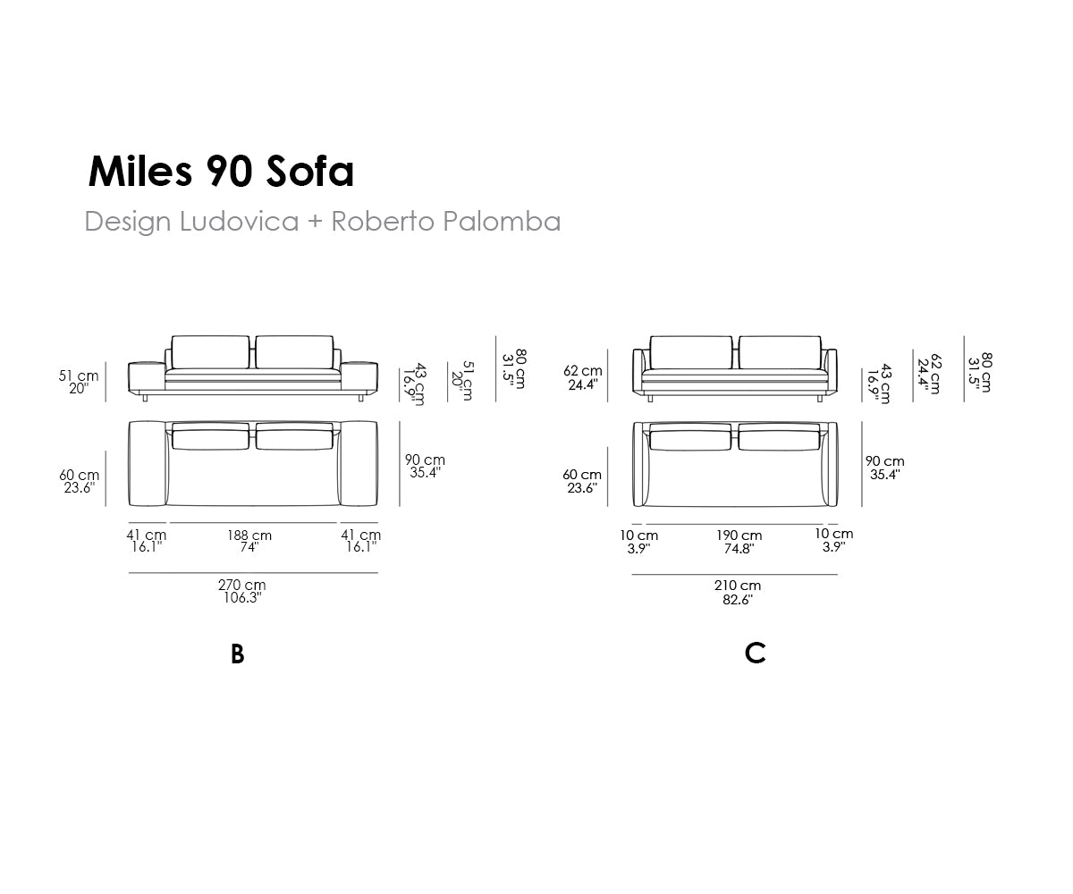 Miles 90 Sofa. Removable Cover