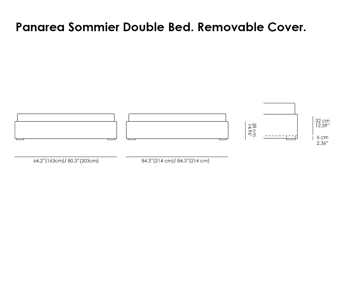 Panarea Sommier Double Bed. Removable Cover.