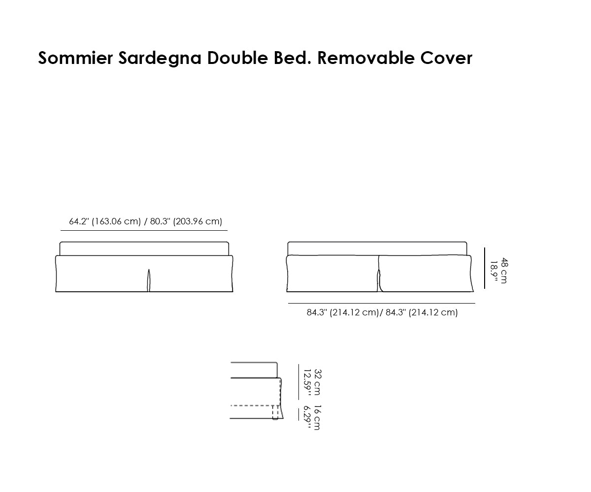 Sommier Sardegna Double Bed. Removable Cover.