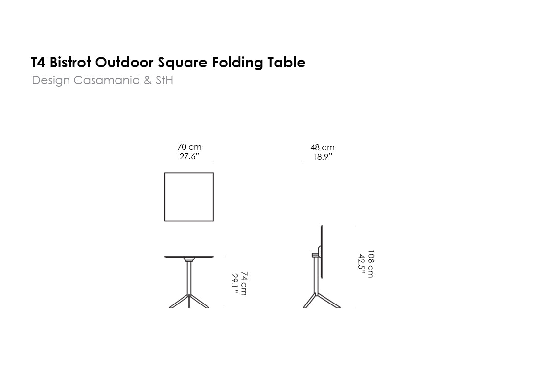 T4 Bistrot Outdoor Square Folding Table