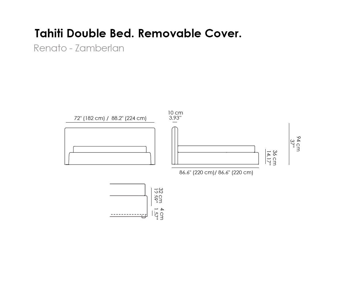 Tahiti Double Bed. Removable Cover.