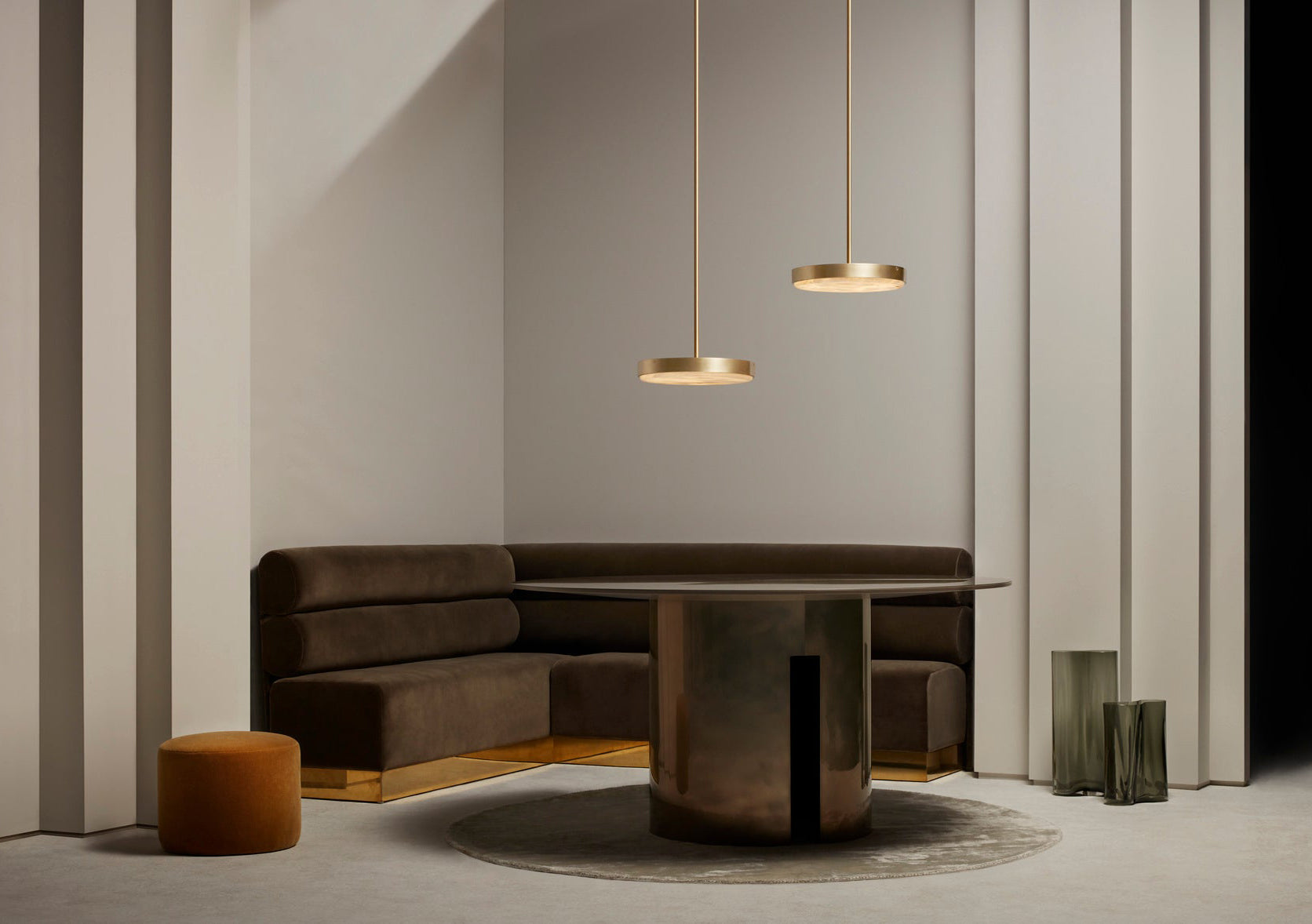 Anvers Medium Pendant Lamp In Satin Brass With Honed Alabaster (Quick Ship)