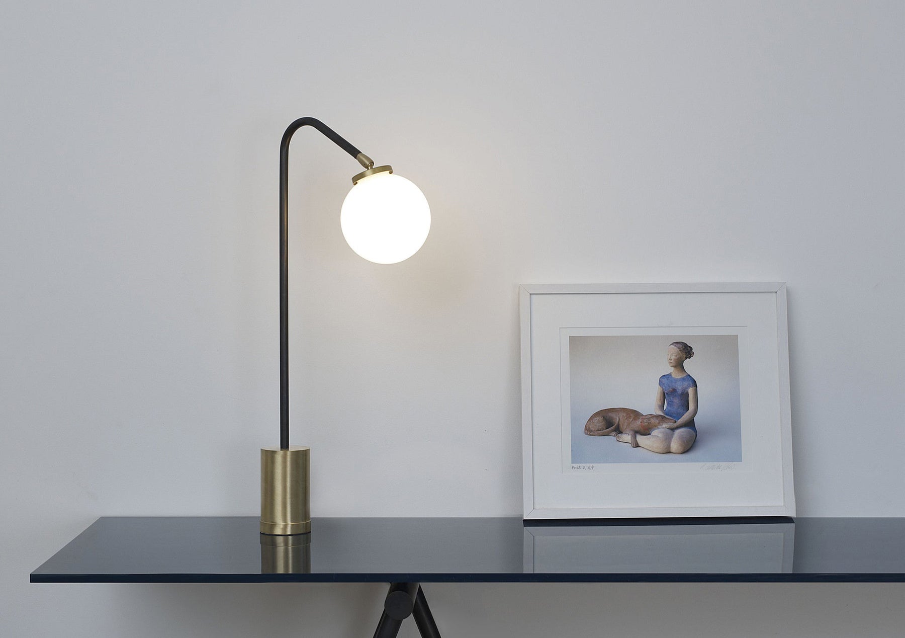 Array Table Lamp In Bronze With Satin Brass Detail (Quick Ship)