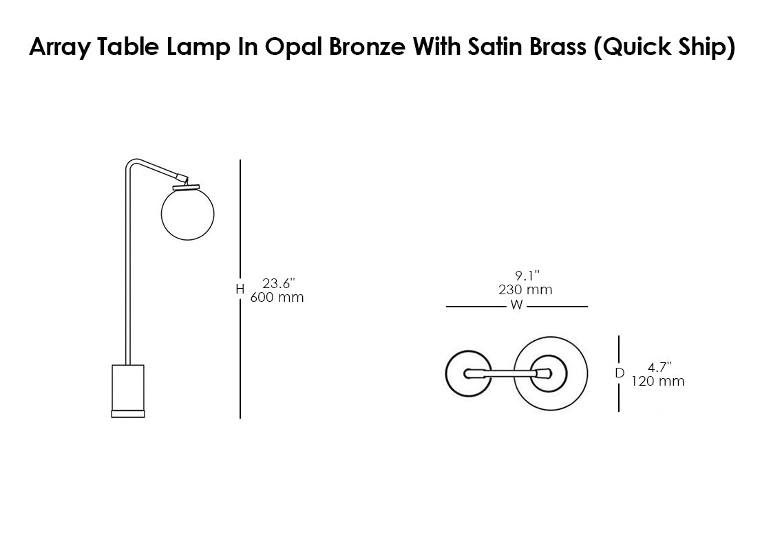Array Table Lamp In Bronze With Satin Brass Detail (Quick Ship)