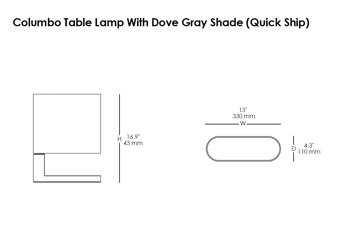 Columbo Table Lamp With Dove Gray Shade (Quick Ship)