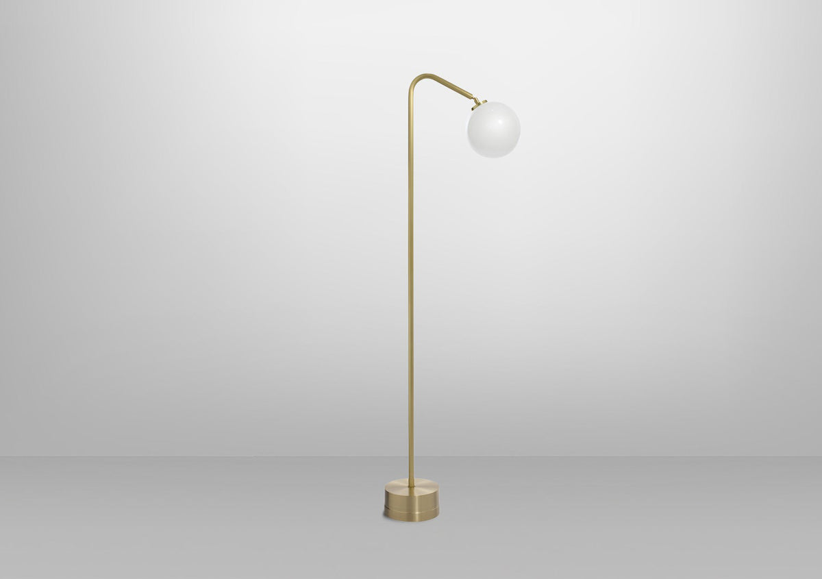 Oscar Floor Lamp In Satin Brass With Opal (Quick Ship)