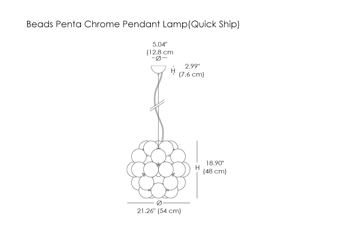 Beads Penta Chrome Pendant Lamp (Quick Ship)