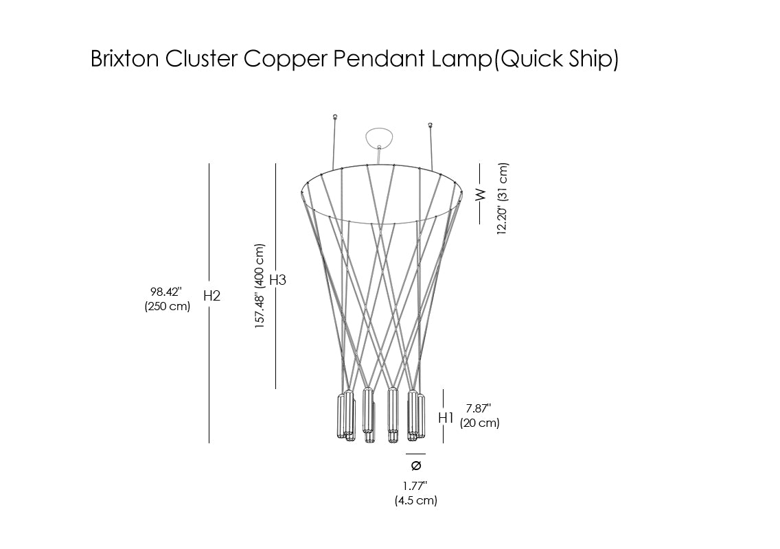 Brixton Cluster Copper Pendant Lamp (Quick Ship)