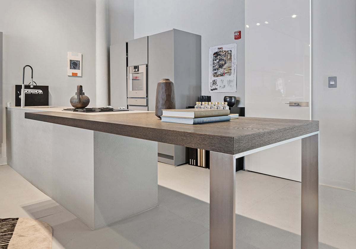 Modulnova Kitchen Display. Gaggenau Appliances. Franke Sink & Faucet.