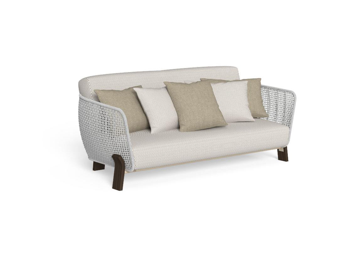 Finish - Rosewood Frame White Beige Cushions