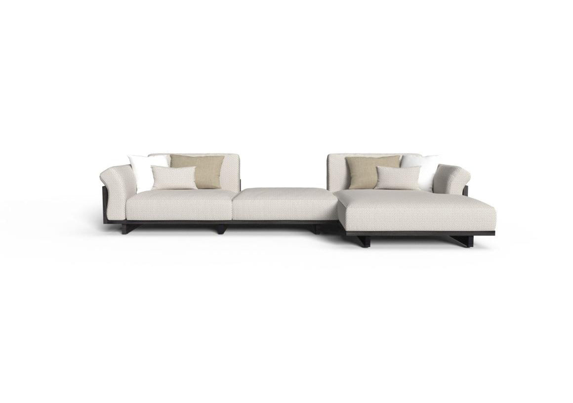 Finish - Rosewood Frame White Beige Cushions