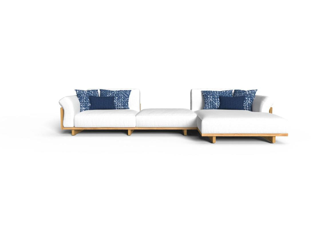 Finish - Natural Teak Frame Plain White Cushions