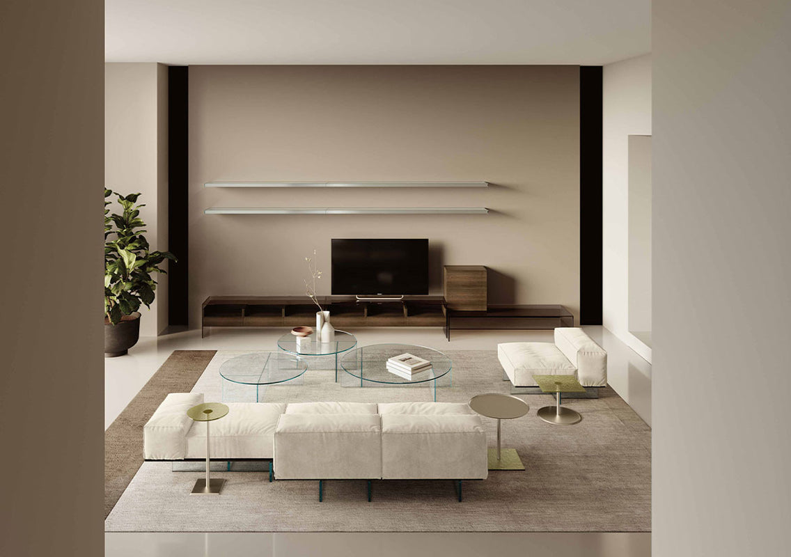 Soft Glass Sectional Fabric Sofa
