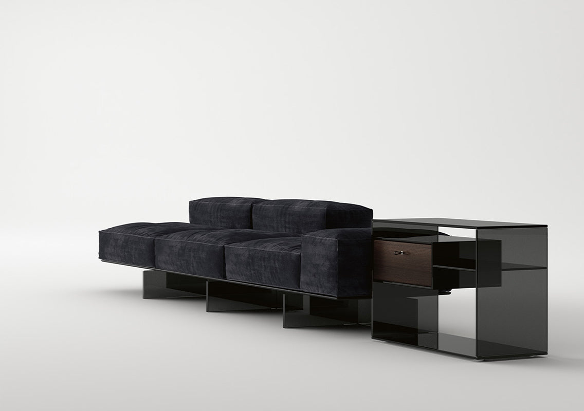 Soft Glass Sectional Fabric Sofa