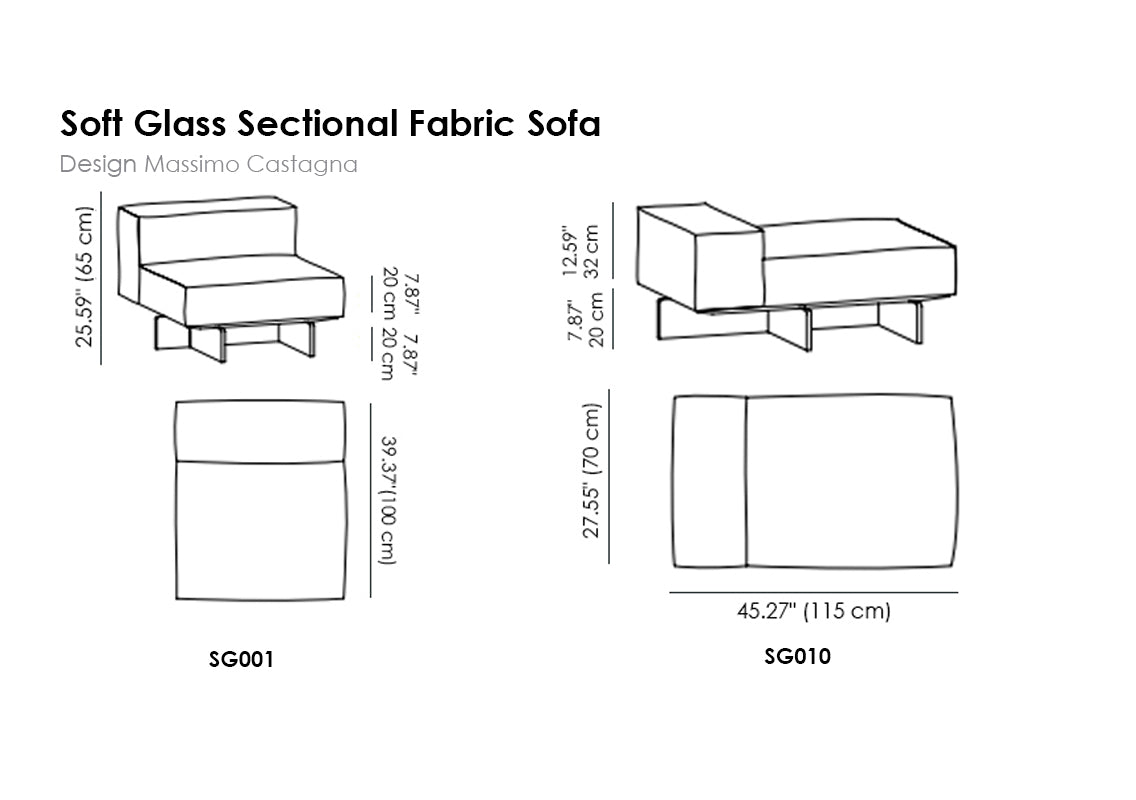 Soft Glass Sectional Fabric Sofa