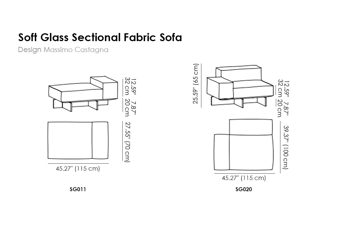 Soft Glass Sectional Fabric Sofa