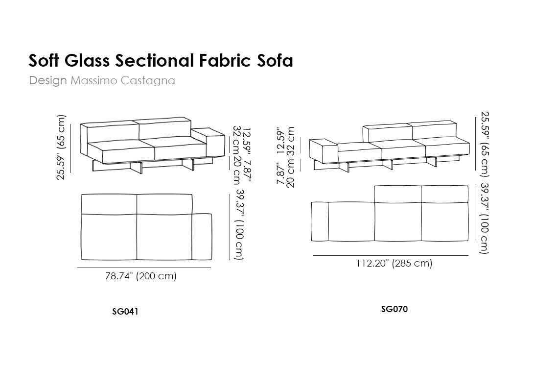 Soft Glass Sectional Fabric Sofa