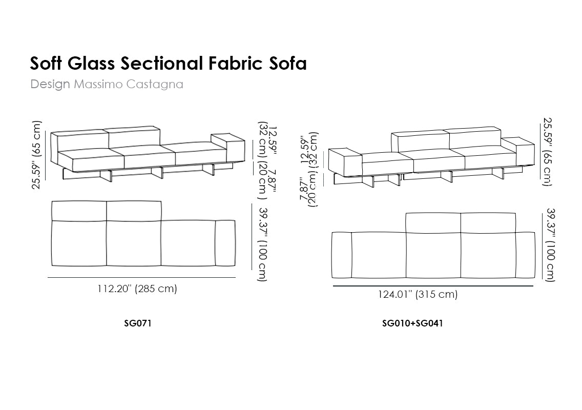 Soft Glass Sectional Fabric Sofa