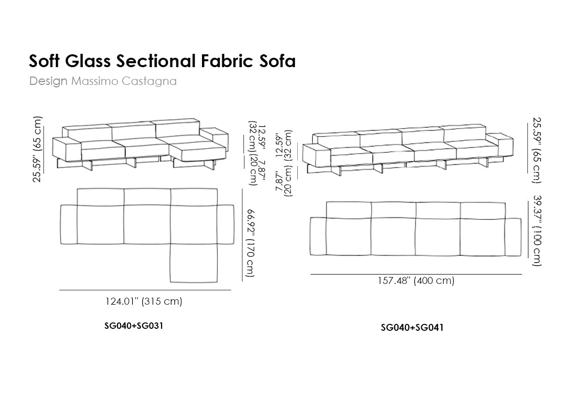Soft Glass Sectional Fabric Sofa