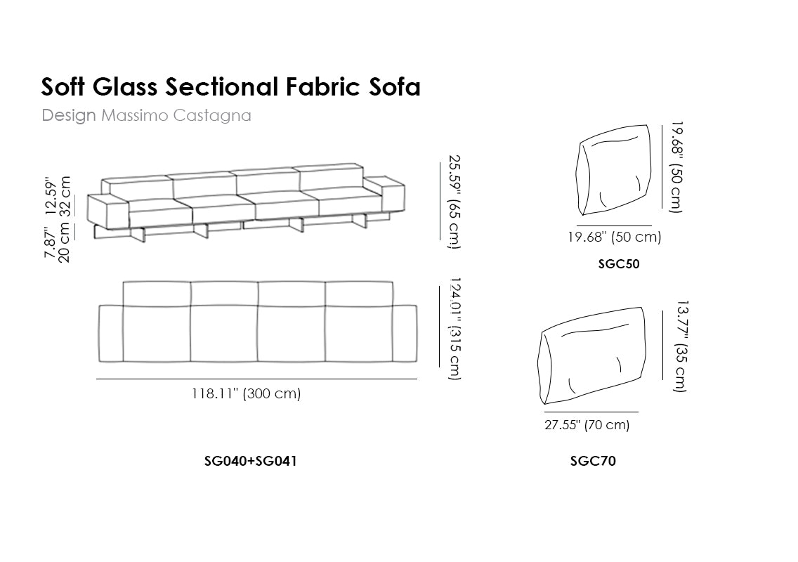 Soft Glass Sectional Fabric Sofa