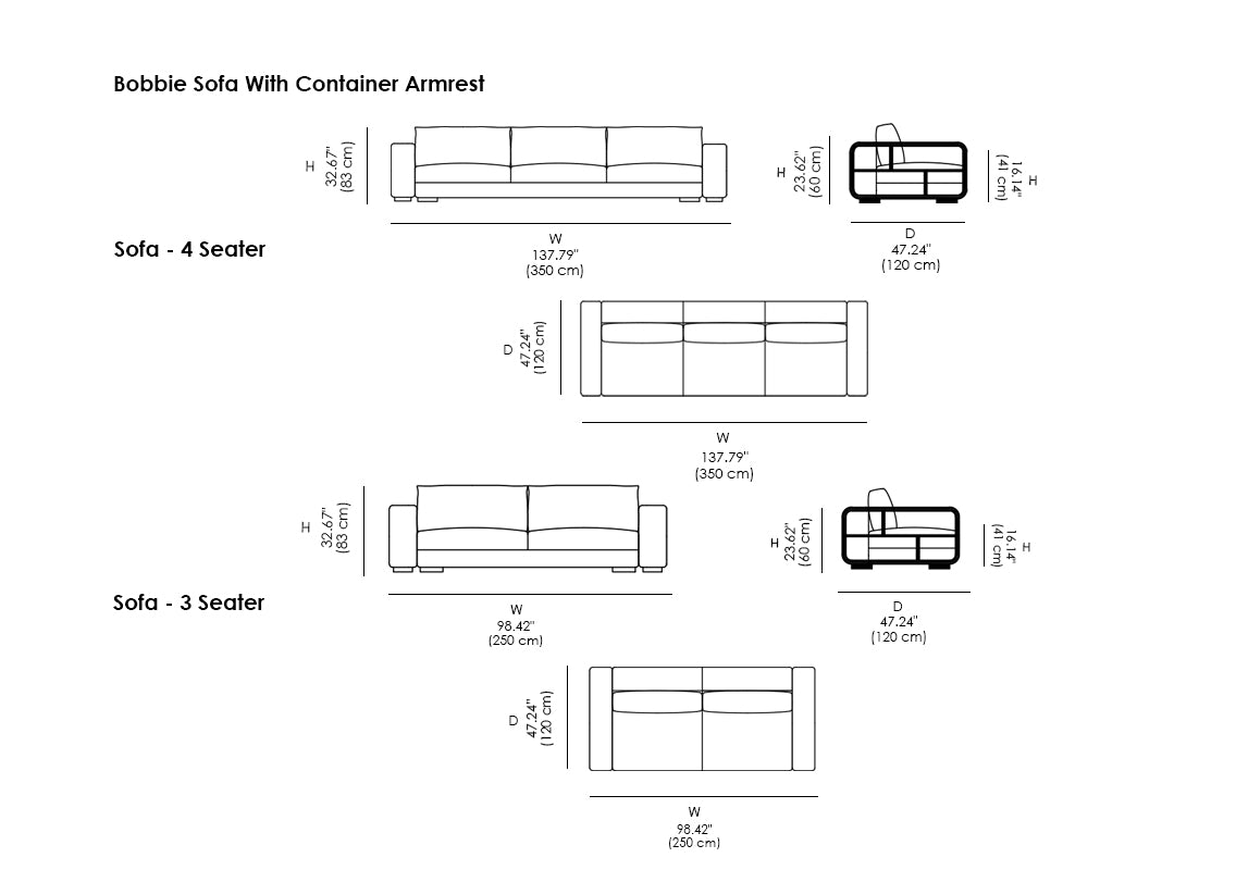 Bobbie Sofa with Container Armrest