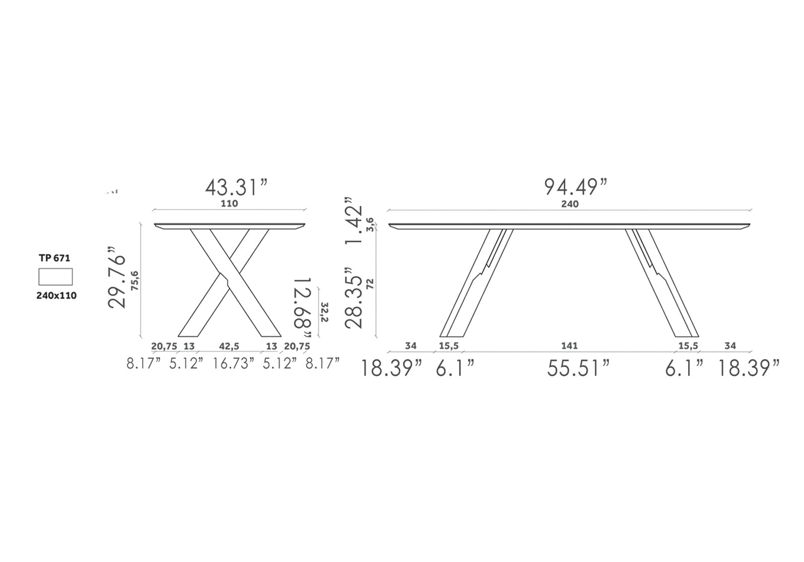 Gustave Fixed Dining Table