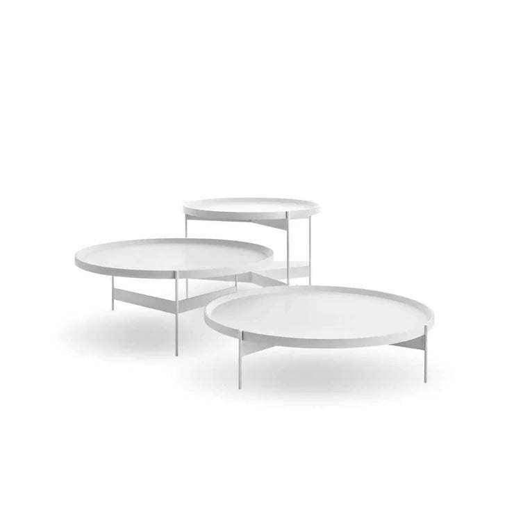 Abaco Coffee & Side Table In White Matte Lacquer (Quick Ship)
