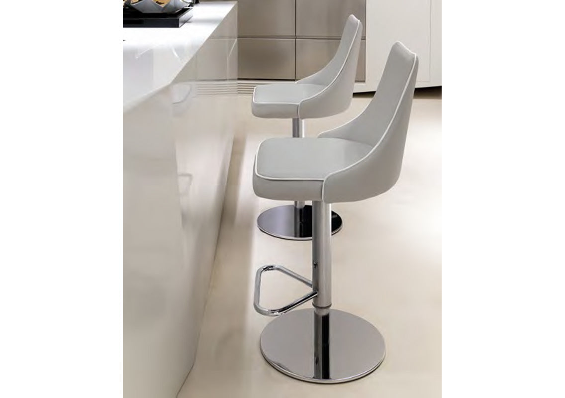 Clara Adjustable Height Bar Stool in Gray Premium Eco Leather (Quick Ship)