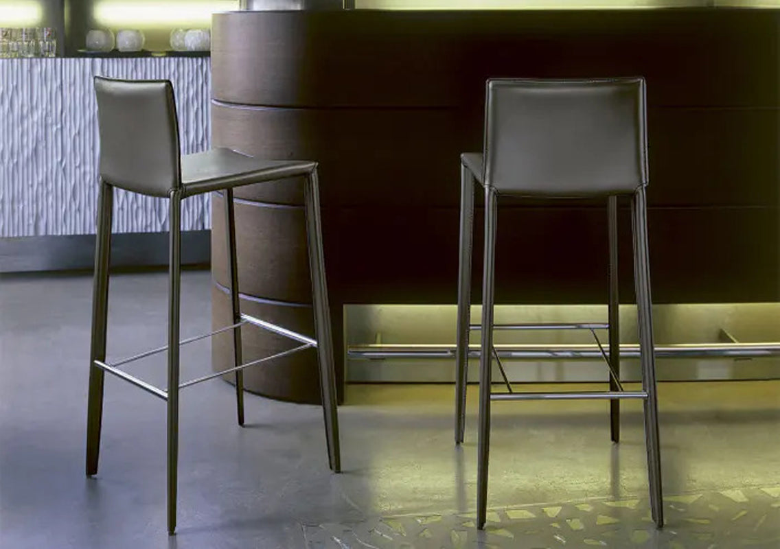 Linda Counter Stool in Anthracite Hide Leather (Quick Ship)