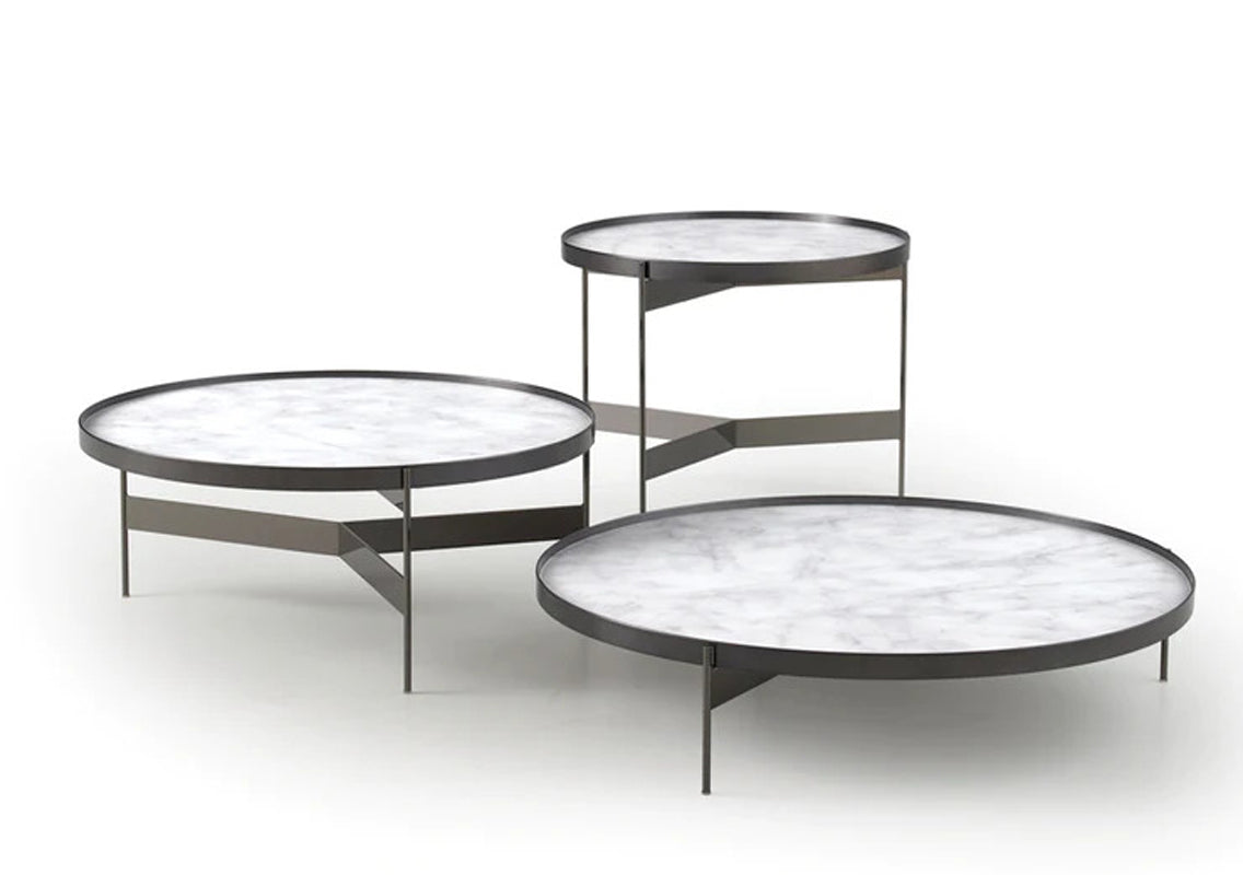 Abaco Coffee & Side Table with Calacatta Marble Glass Top (Quick Ship)