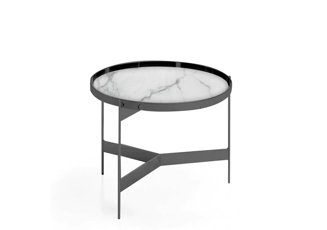 Abaco Coffee & Side Table with Calacatta Marble Glass Top (Quick Ship)