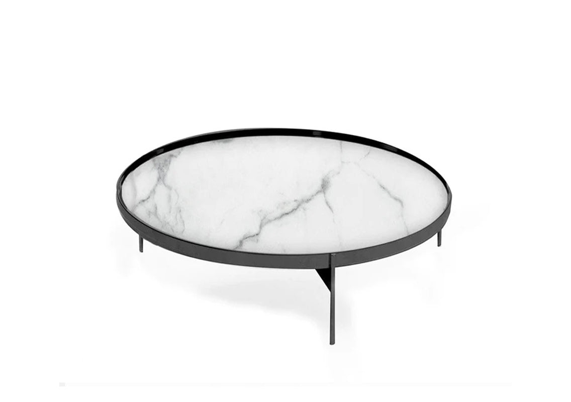 Abaco Coffee & Side Table with Calacatta Marble Glass Top (Quick Ship)