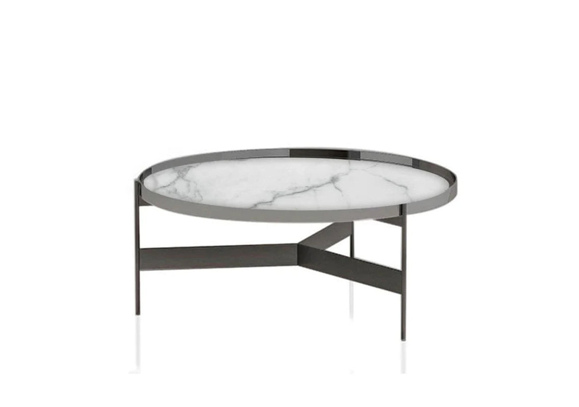 Abaco Coffee & Side Table with Calacatta Marble Glass Top (Quick Ship)