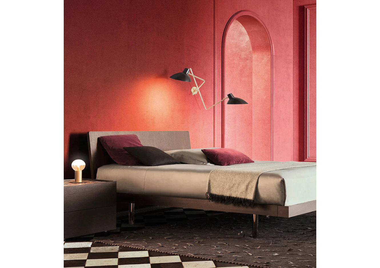 Atlante Nightstand Burnt Oak/Bronze Mirror (Quick Ship)