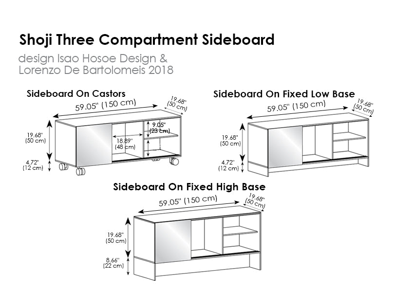 Shoji Three Compartment Sideboard