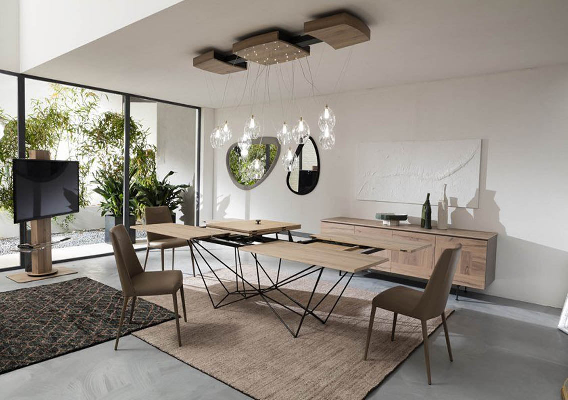 FIL8 Extendable Dining Table Ancient Natural Oak Top (Quick Ship)