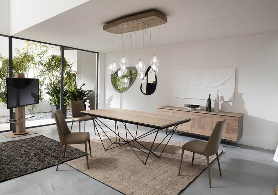 FIL8 Extendable Dining Table Ancient Natural Oak Top (Quick Ship)