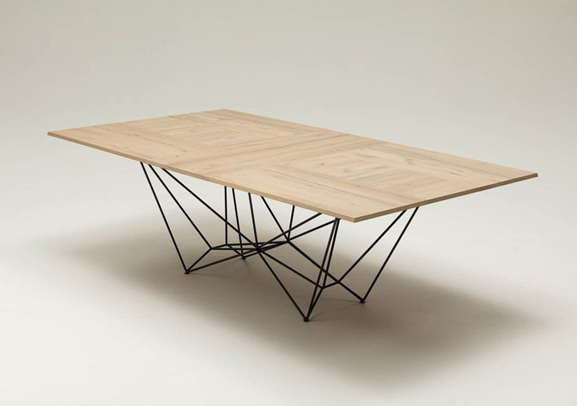FIL8 Extendable Dining Table Ancient Natural Oak Top (Quick Ship)