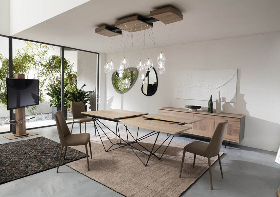 FIL8 Extendable Dining Table Ancient Natural Oak Top (Quick Ship)