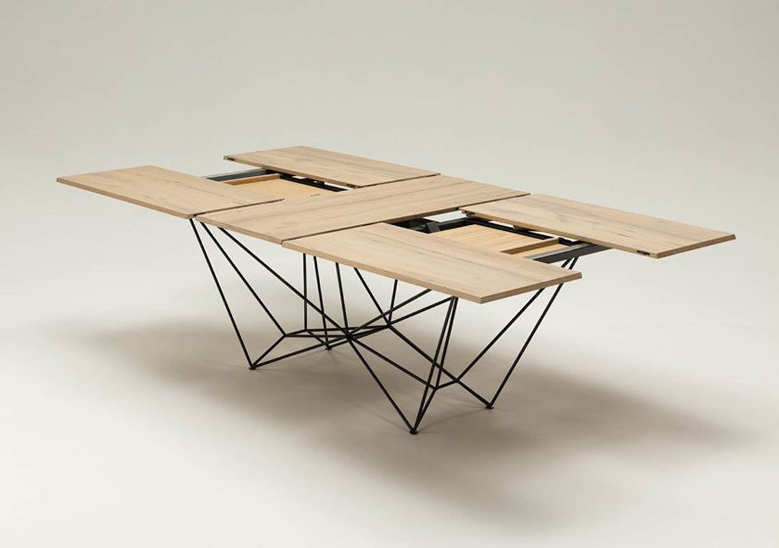 FIL8 Extendable Dining Table Ancient Natural Oak Top (Quick Ship)