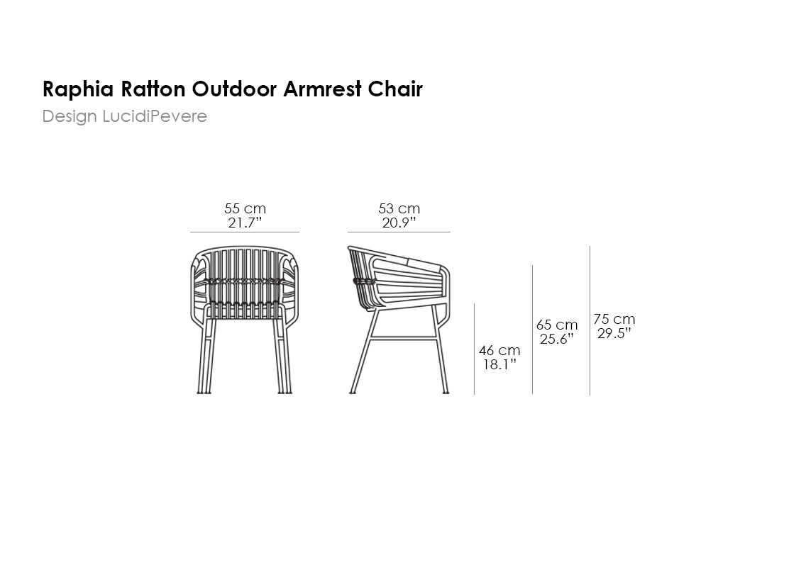 Raphia Rattan Outdoor Armrest Chair