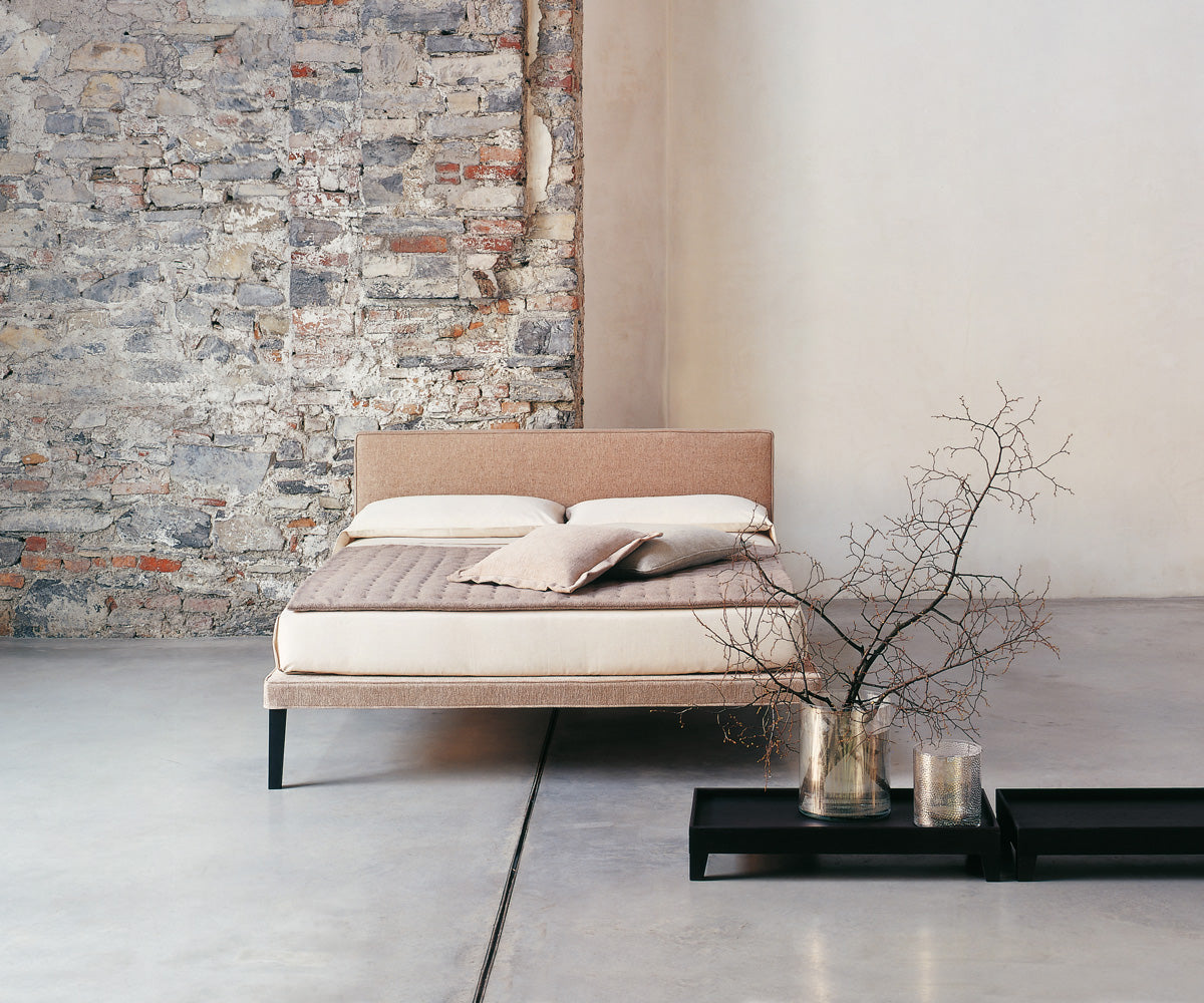 Ebridi Tessile Wood Bed. Removable Cover Modern.