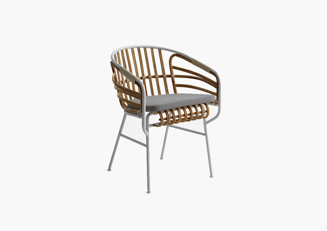 Raphia Rattan Outdoor Armrest Chair