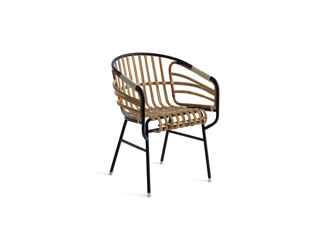 Raphia Rattan Outdoor Armrest Chair