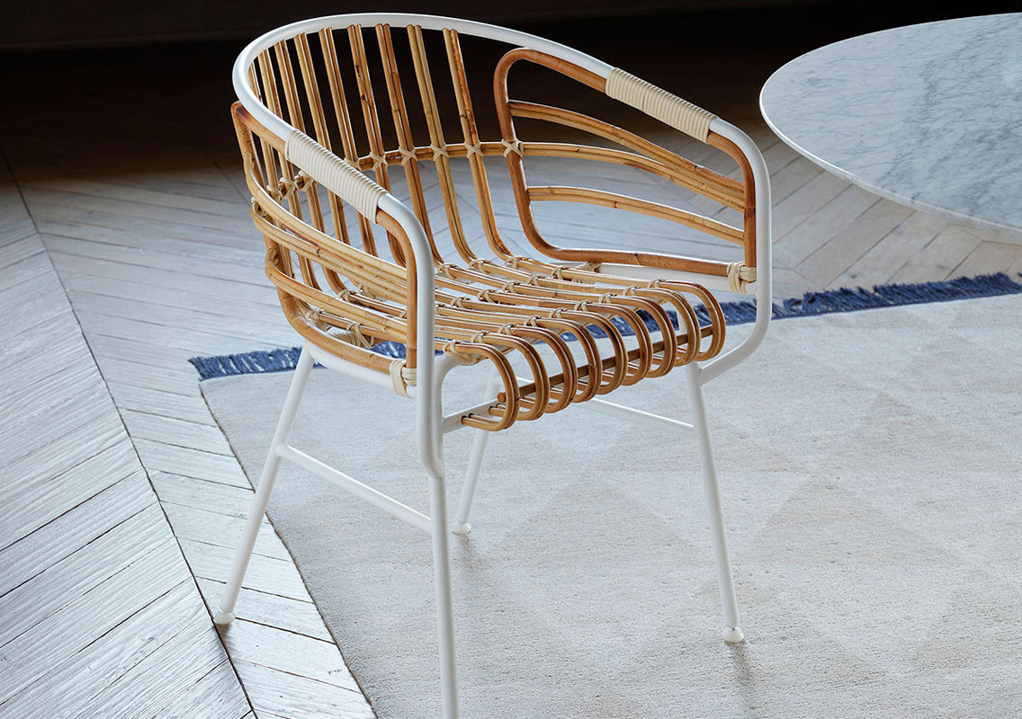 Raphia Rattan Outdoor Armrest Chair