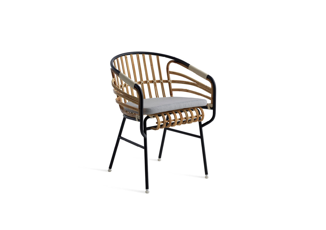 Raphia Rattan Outdoor Armrest Chair